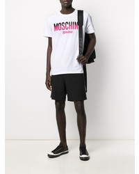 weißes bedrucktes T-Shirt mit einem Rundhalsausschnitt von Moschino