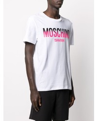 weißes bedrucktes T-Shirt mit einem Rundhalsausschnitt von Moschino