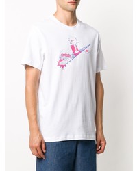 weißes bedrucktes T-Shirt mit einem Rundhalsausschnitt von Nike