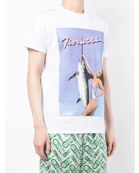 weißes bedrucktes T-Shirt mit einem Rundhalsausschnitt von Fiorucci