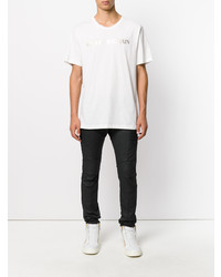 weißes bedrucktes T-Shirt mit einem Rundhalsausschnitt von Pierre Balmain