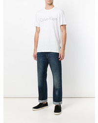 weißes bedrucktes T-Shirt mit einem Rundhalsausschnitt von Calvin Klein Jeans