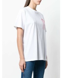 weißes bedrucktes T-Shirt mit einem Rundhalsausschnitt von Rokh