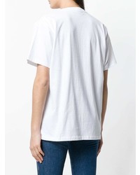 weißes bedrucktes T-Shirt mit einem Rundhalsausschnitt von Rokh