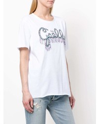 weißes bedrucktes T-Shirt mit einem Rundhalsausschnitt von Gaelle Bonheur
