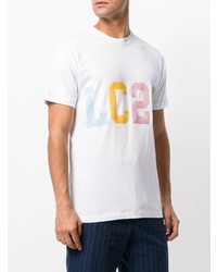 weißes bedrucktes T-Shirt mit einem Rundhalsausschnitt von Lc23