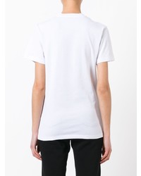 weißes bedrucktes T-Shirt mit einem Rundhalsausschnitt von Au Jour Le Jour