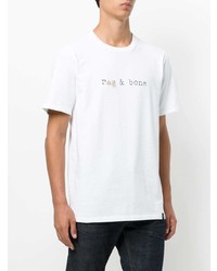 weißes bedrucktes T-Shirt mit einem Rundhalsausschnitt von rag & bone