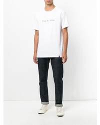 weißes bedrucktes T-Shirt mit einem Rundhalsausschnitt von rag & bone