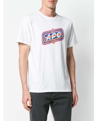 weißes bedrucktes T-Shirt mit einem Rundhalsausschnitt von A.P.C.