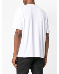 weißes bedrucktes T-Shirt mit einem Rundhalsausschnitt von Drôle De Monsieur