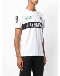 weißes bedrucktes T-Shirt mit einem Rundhalsausschnitt von Dirk Bikkembergs