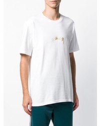 weißes bedrucktes T-Shirt mit einem Rundhalsausschnitt von Stussy