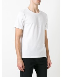 weißes bedrucktes T-Shirt mit einem Rundhalsausschnitt von Saint Laurent