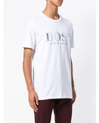 weißes bedrucktes T-Shirt mit einem Rundhalsausschnitt von BOSS HUGO BOSS