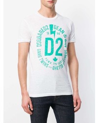 weißes bedrucktes T-Shirt mit einem Rundhalsausschnitt von DSQUARED2