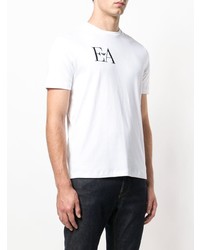 weißes bedrucktes T-Shirt mit einem Rundhalsausschnitt von Emporio Armani