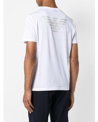 weißes bedrucktes T-Shirt mit einem Rundhalsausschnitt von Emporio Armani