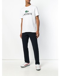 weißes bedrucktes T-Shirt mit einem Rundhalsausschnitt von Lacoste