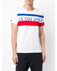 weißes bedrucktes T-Shirt mit einem Rundhalsausschnitt von Le Coq Sportif