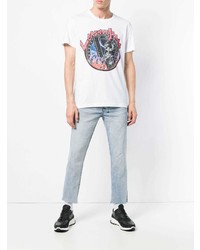 weißes bedrucktes T-Shirt mit einem Rundhalsausschnitt von Versace Jeans