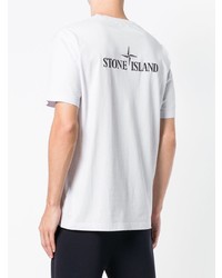 weißes bedrucktes T-Shirt mit einem Rundhalsausschnitt von Stone Island