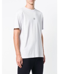 weißes bedrucktes T-Shirt mit einem Rundhalsausschnitt von Stone Island