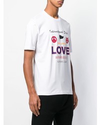 weißes bedrucktes T-Shirt mit einem Rundhalsausschnitt von Love Moschino