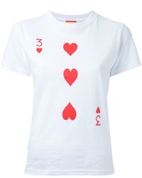 weißes bedrucktes T-Shirt mit einem Rundhalsausschnitt