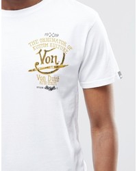 weißes bedrucktes T-Shirt mit einem Rundhalsausschnitt von Von Dutch