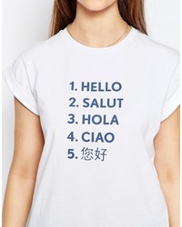 weißes bedrucktes T-Shirt mit einem Rundhalsausschnitt von Asos