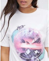 weißes bedrucktes T-Shirt mit einem Rundhalsausschnitt von Asos