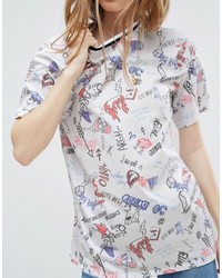 weißes bedrucktes T-Shirt mit einem Rundhalsausschnitt von Asos