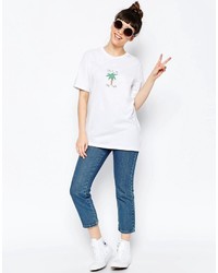 weißes bedrucktes T-Shirt mit einem Rundhalsausschnitt von Asos