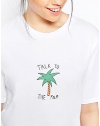 weißes bedrucktes T-Shirt mit einem Rundhalsausschnitt von Asos