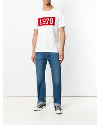 weißes bedrucktes T-Shirt mit einem Rundhalsausschnitt von Calvin Klein Jeans