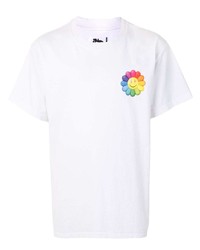 weißes bedrucktes T-Shirt mit einem Rundhalsausschnitt von Takashi Murakami