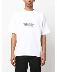 weißes bedrucktes T-Shirt mit einem Rundhalsausschnitt von Enterprise Japan