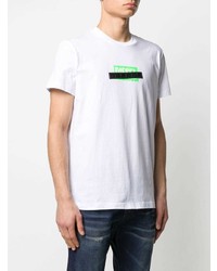 weißes bedrucktes T-Shirt mit einem Rundhalsausschnitt von Diesel