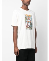 weißes bedrucktes T-Shirt mit einem Rundhalsausschnitt von Alchemist