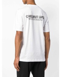 weißes bedrucktes T-Shirt mit einem Rundhalsausschnitt von Helmut Lang