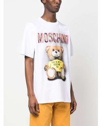 weißes bedrucktes T-Shirt mit einem Rundhalsausschnitt von Moschino