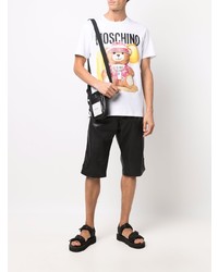 weißes bedrucktes T-Shirt mit einem Rundhalsausschnitt von Moschino