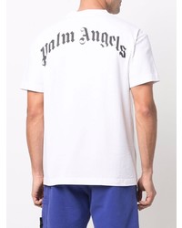 weißes bedrucktes T-Shirt mit einem Rundhalsausschnitt von Palm Angels