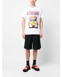 weißes bedrucktes T-Shirt mit einem Rundhalsausschnitt von Moschino