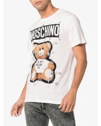 weißes bedrucktes T-Shirt mit einem Rundhalsausschnitt von Moschino