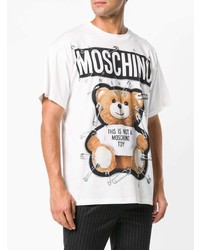 weißes bedrucktes T-Shirt mit einem Rundhalsausschnitt von Moschino