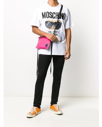 weißes bedrucktes T-Shirt mit einem Rundhalsausschnitt von Moschino