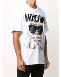 weißes bedrucktes T-Shirt mit einem Rundhalsausschnitt von Moschino