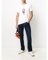 weißes bedrucktes T-Shirt mit einem Rundhalsausschnitt von Polo Ralph Lauren